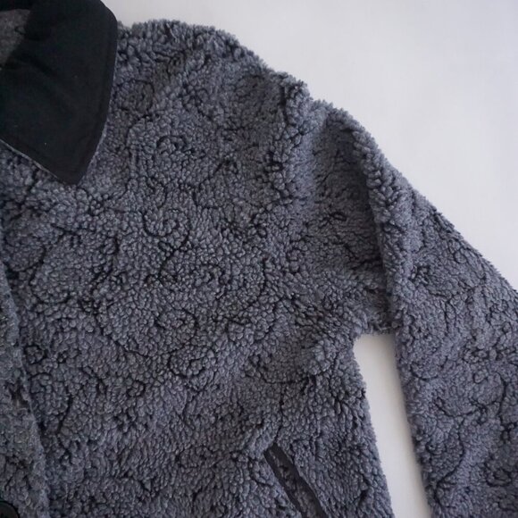 VTG David Paul New York Charcoal Textured Button Front Quilted Collar Jacket M - Picture 5 of 10